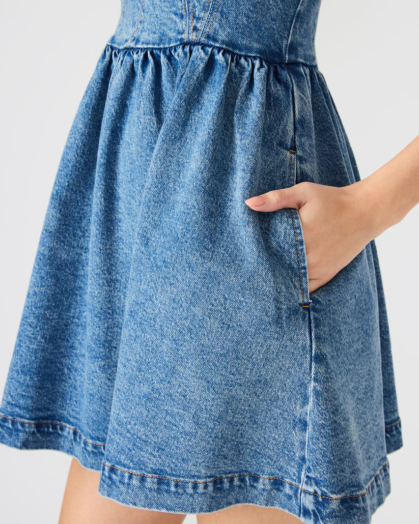 MEAGHAN DRESS DENIM - Clothing - Steve Madden Canada - view 6