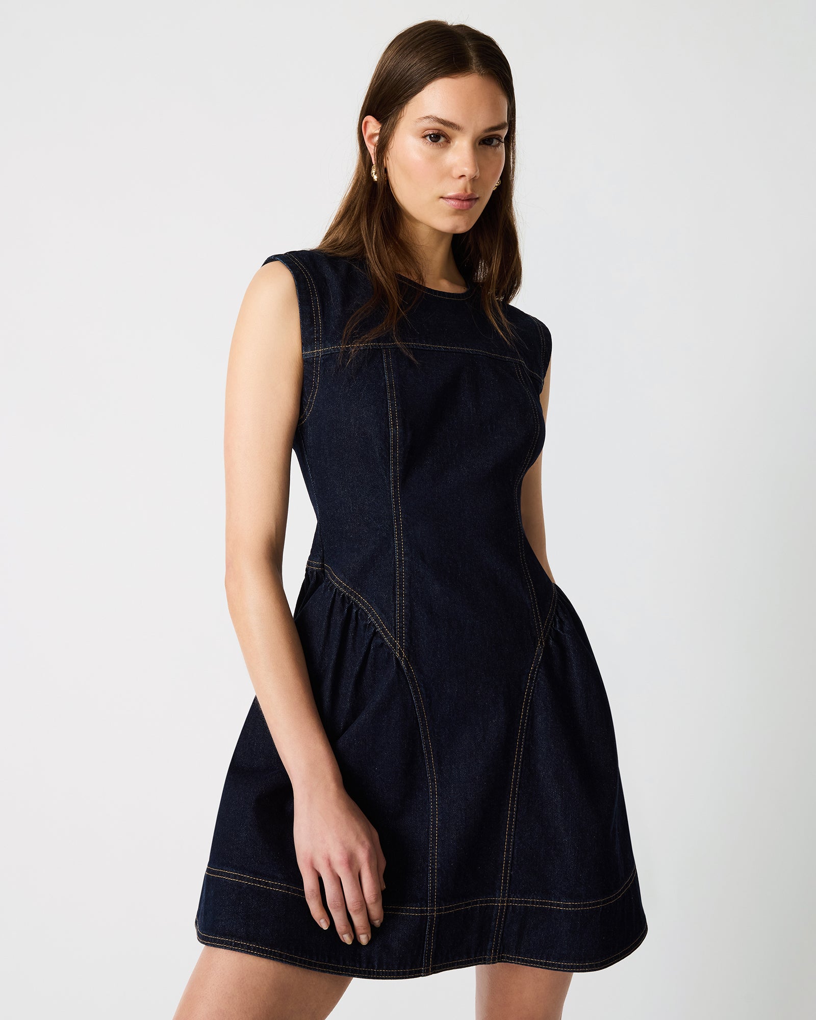 MIA PANELED MINI DRESS INDIGO DENIM - Clothing - Steve Madden Canada - view 2