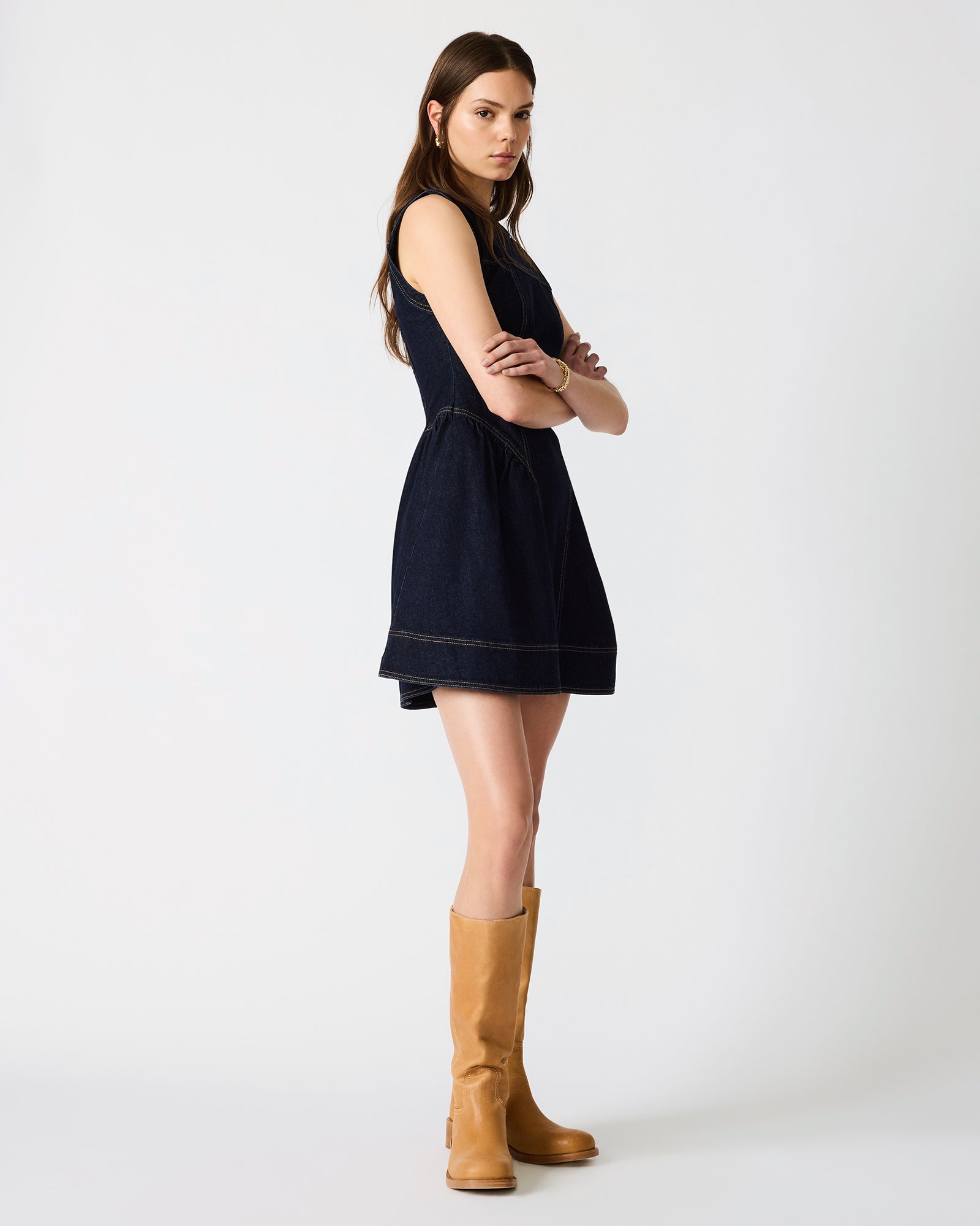 MIA PANELED MINI DRESS INDIGO DENIM - Clothing - Steve Madden Canada - view 3
