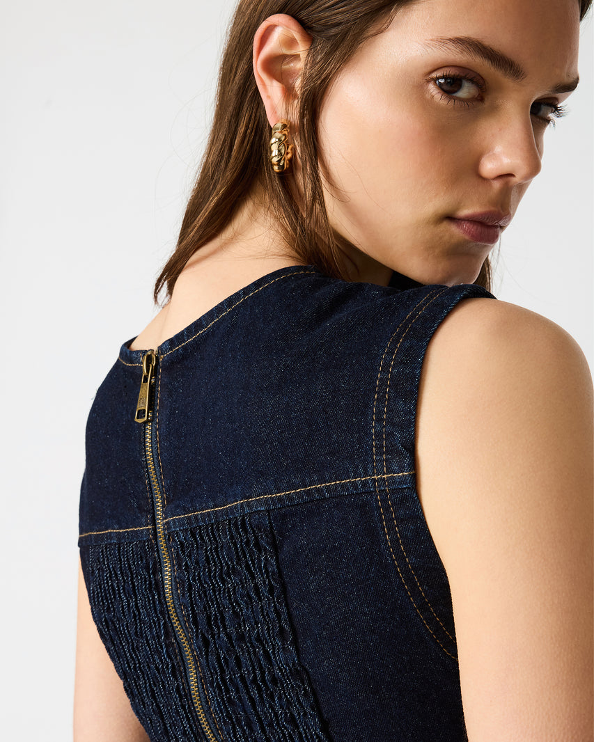 MIA PANELED MINI DRESS INDIGO DENIM - Clothing - Steve Madden Canada - view 4