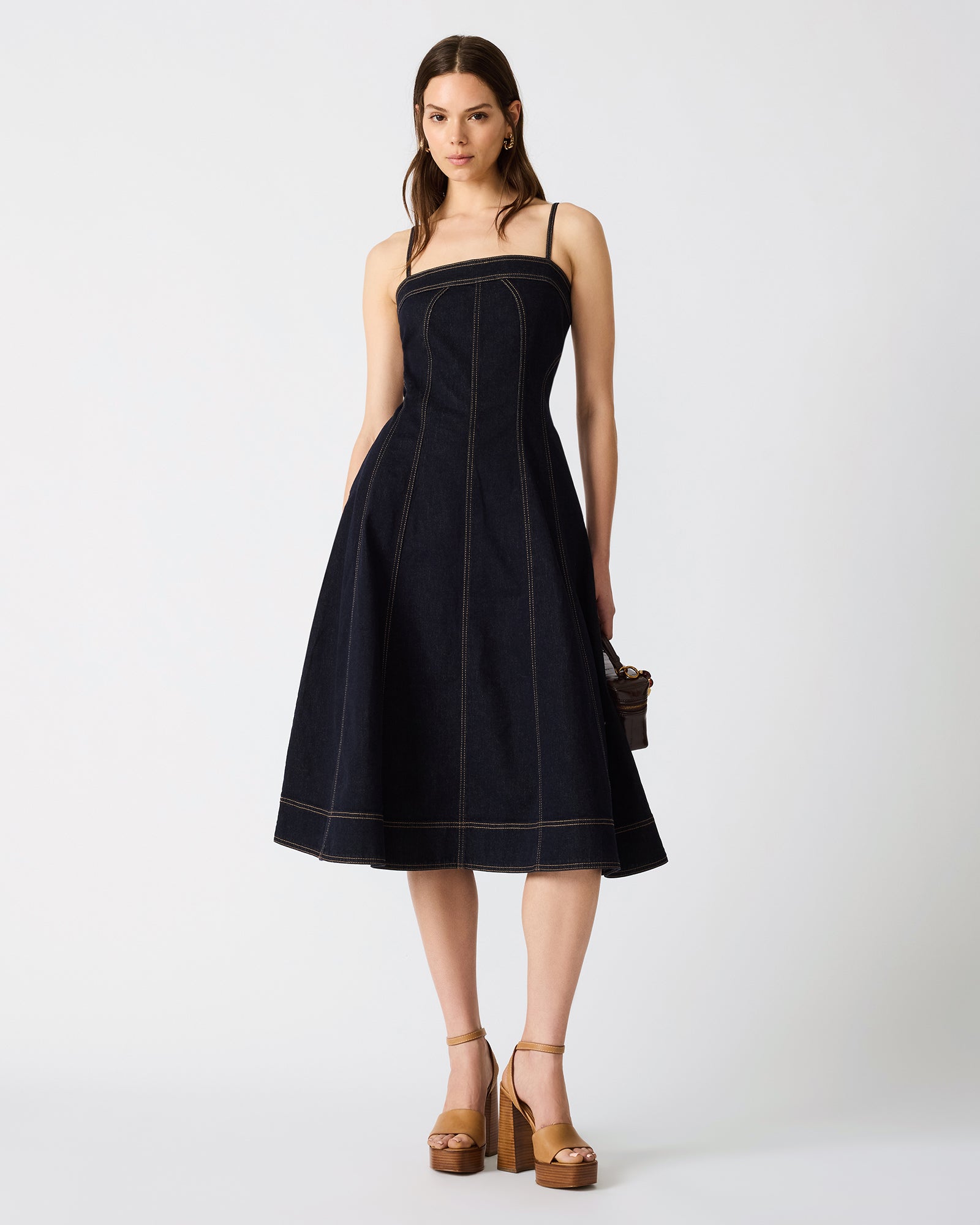AURORA MIDI DRESS INDIGO DENIM - Clothing - Steve Madden Canada