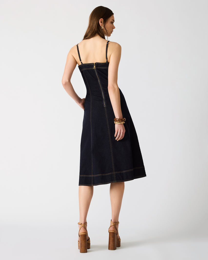 AURORA MIDI DRESS INDIGO DENIM - Clothing - Steve Madden Canada - view 5