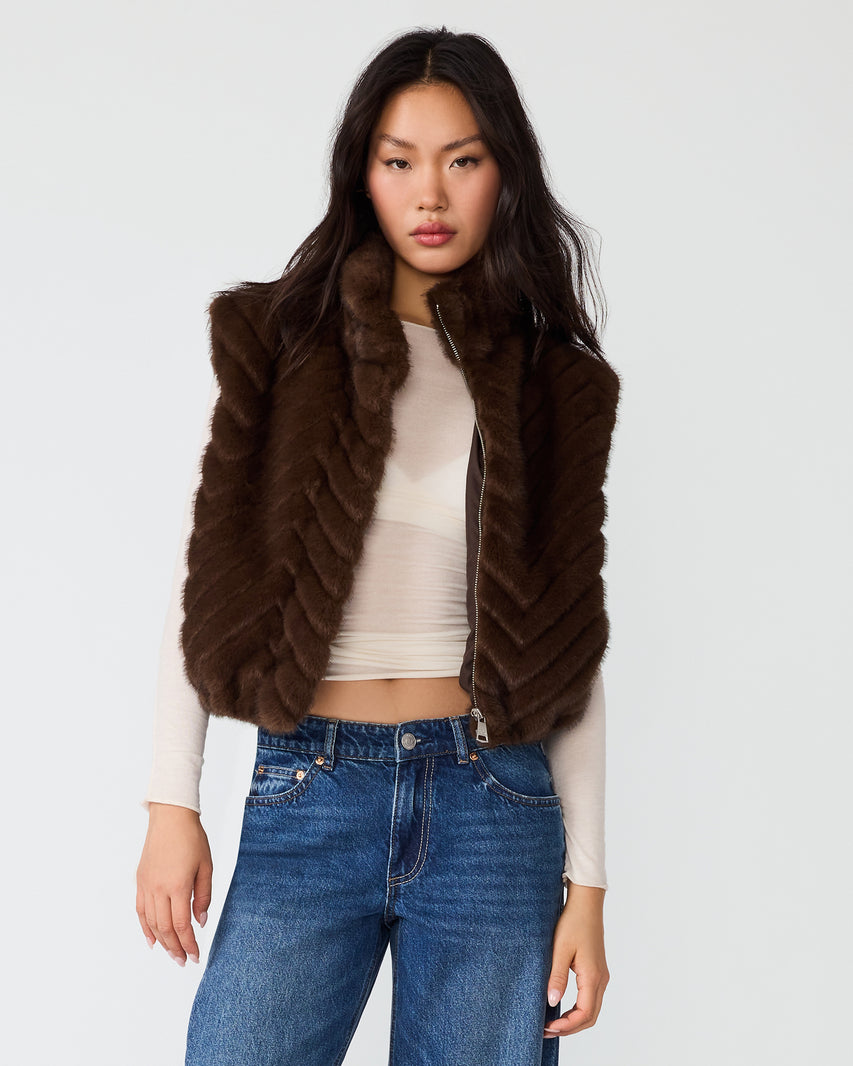 LUXIE VEST ESPRESSO - Clothing - Steve Madden Canada - view 4