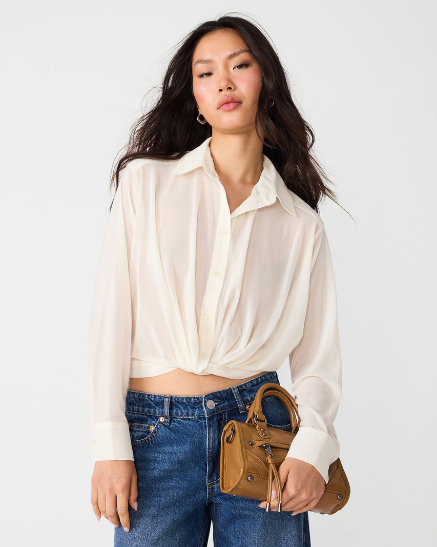 SAGE KNIT TOP CREAM - Clothing - Steve Madden Canada