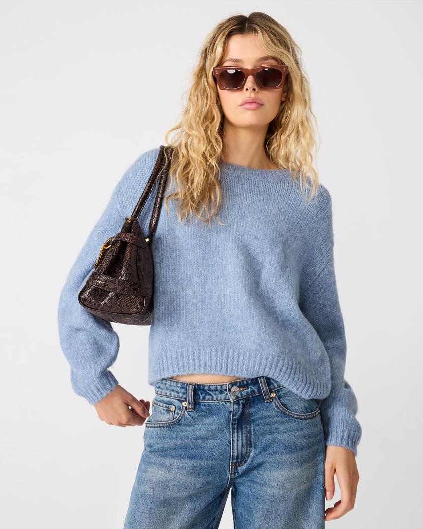 CARMEN SWEATER BLUE - Clothing - Steve Madden Canada - view 4