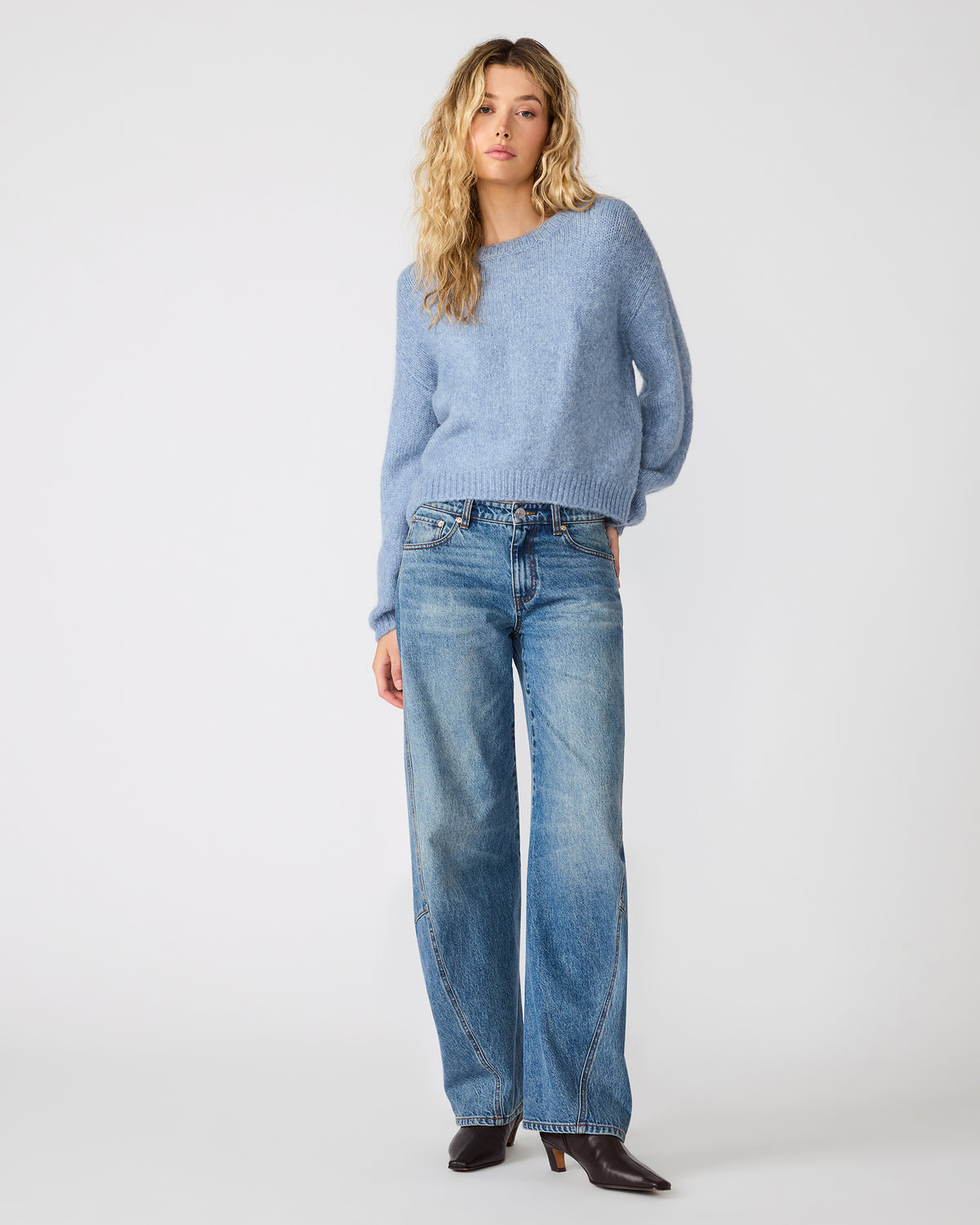 CARMEN SWEATER BLUE - Clothing - Steve Madden Canada