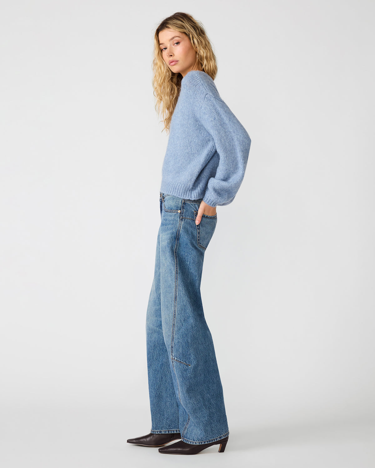 CARMEN SWEATER BLUE - Clothing - Steve Madden Canada - view 3