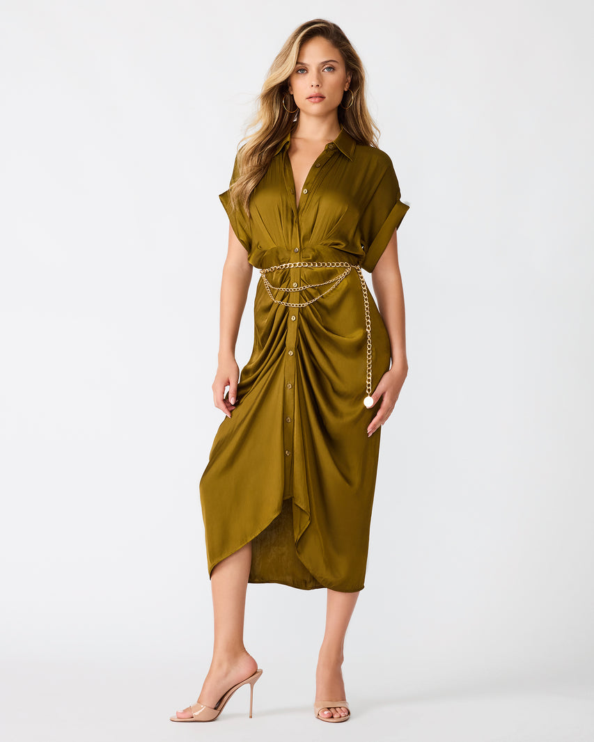 TORI DRESS GREEN - Clothing - Steve Madden Canada