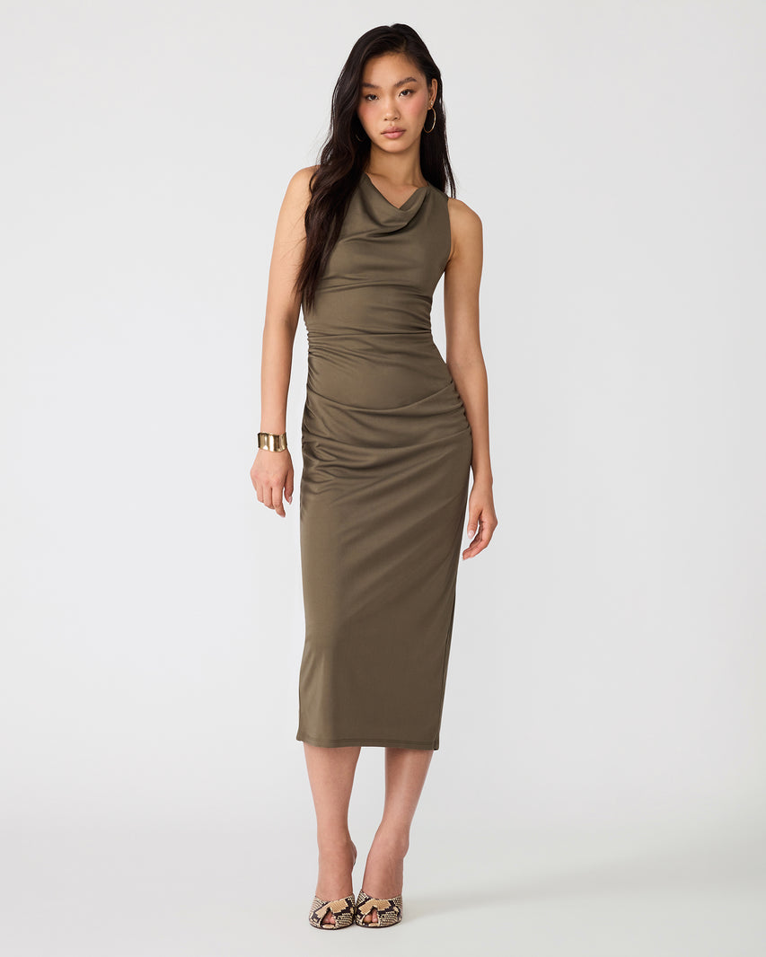 ISABELLE DRESS OLIVE - Clothing - Steve Madden Canada