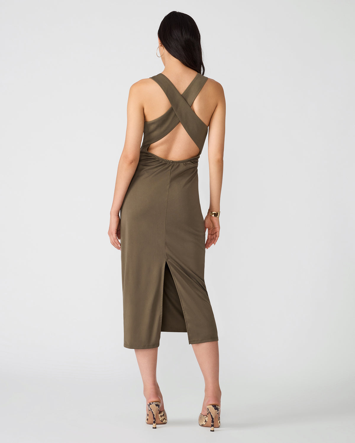 ISABELLE DRESS OLIVE - Clothing - Steve Madden Canada - view 5