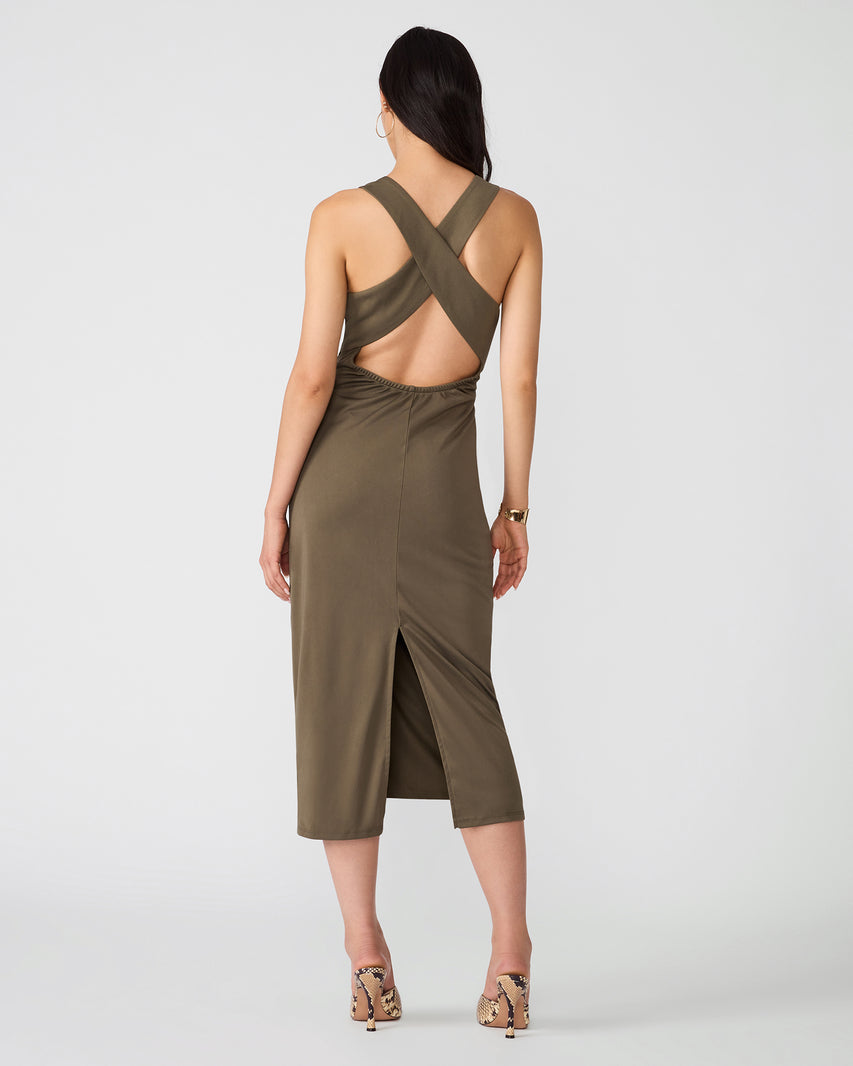 ISABELLE DRESS OLIVE - Clothing - Steve Madden Canada - view 5