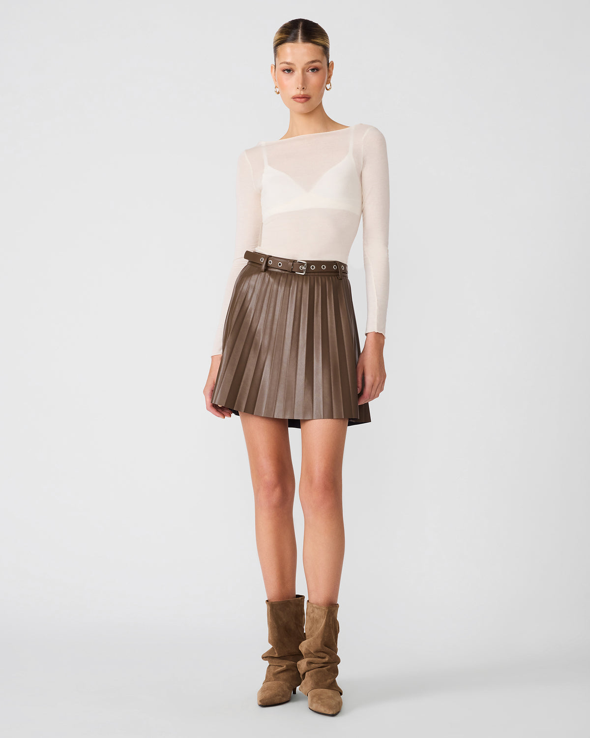 ISHA SKIRT COCOA - Clothing - Steve Madden Canada