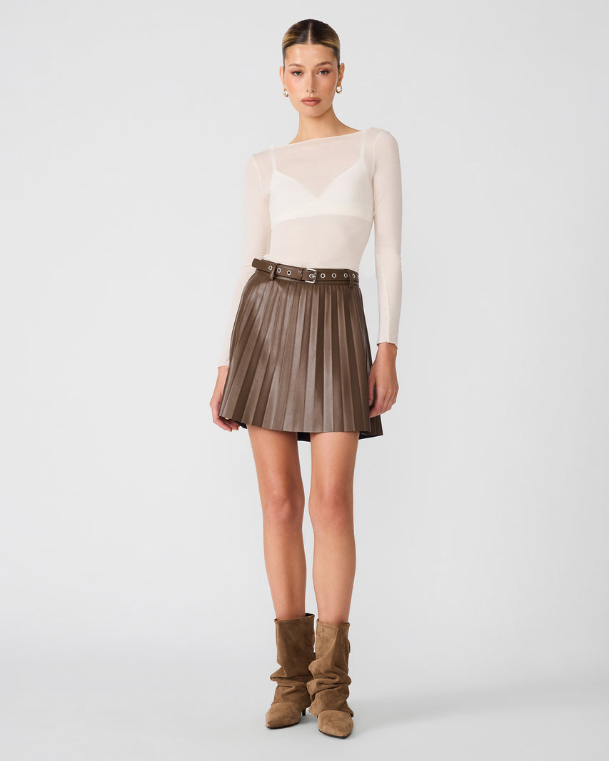 ISHA SKIRT COCOA - Clothing - Steve Madden Canada