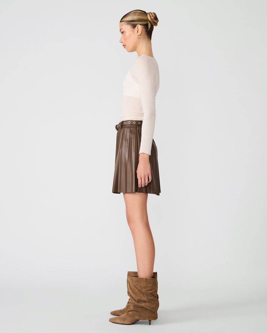 ISHA SKIRT COCOA - Clothing - Steve Madden Canada - view 3
