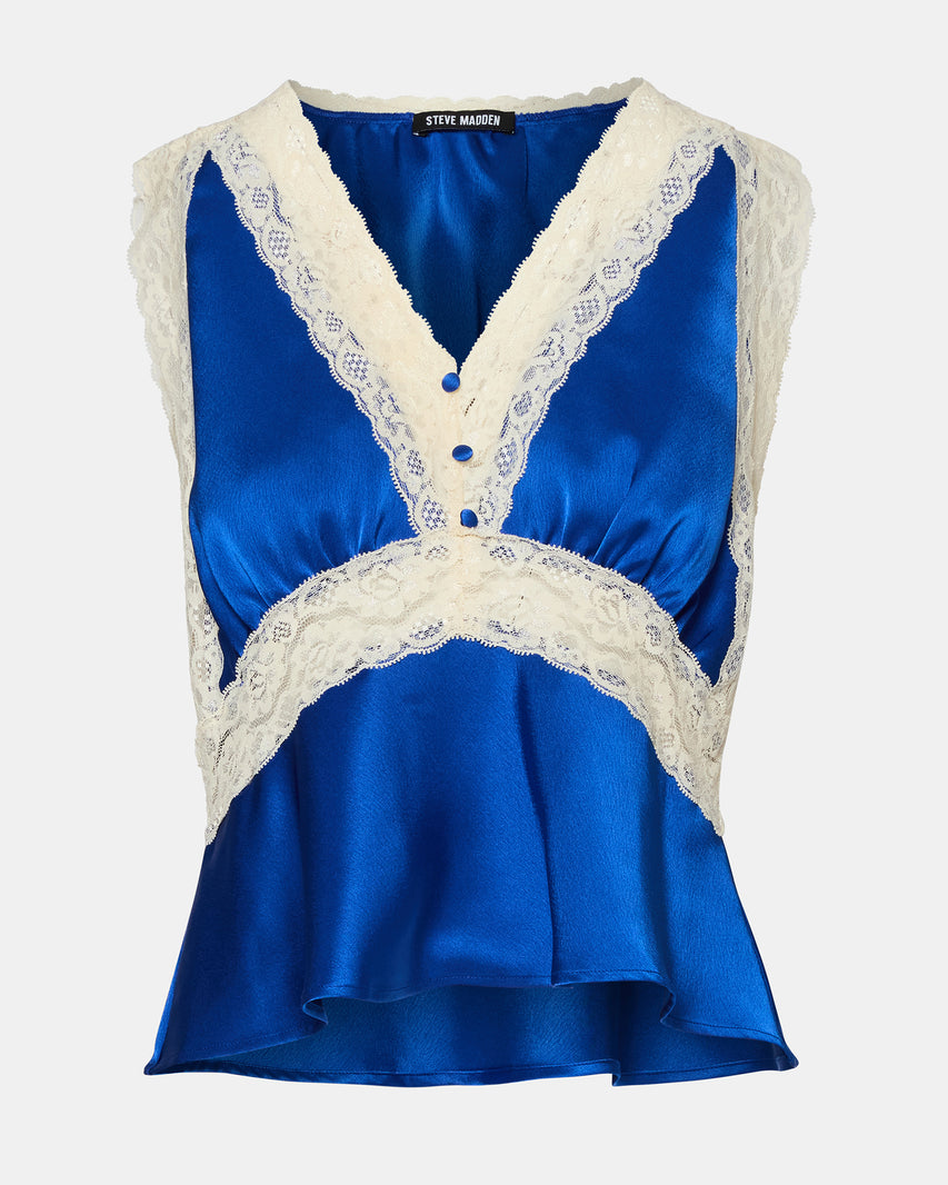ELINOR TOP BLUE SATIN - Clothing - Steve Madden Canada - view 6
