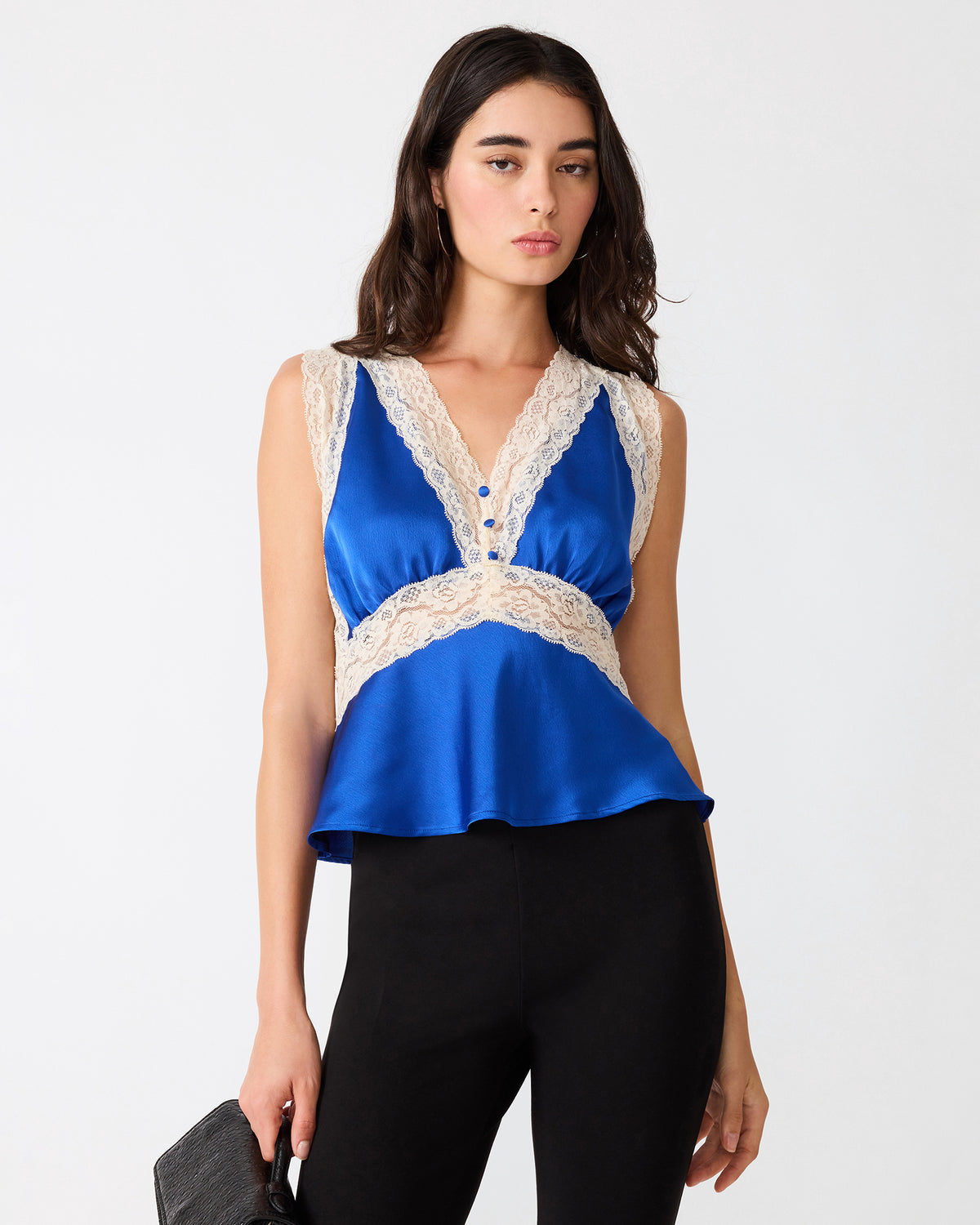 ELINOR TOP BLUE SATIN - Clothing - Steve Madden Canada - view 2