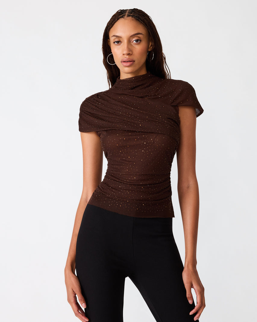 EVERETH KNIT TOP DARK BROWN - Clothing - Steve Madden Canada - view 2