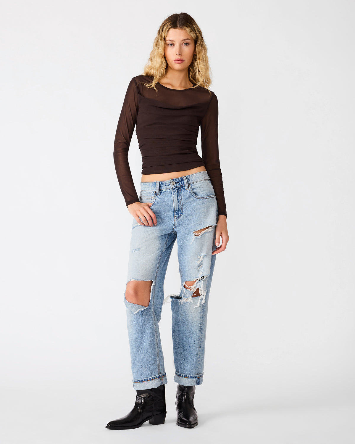 LILLIE MARIE KNIT TOP BROWN - Clothing - Steve Madden Canada