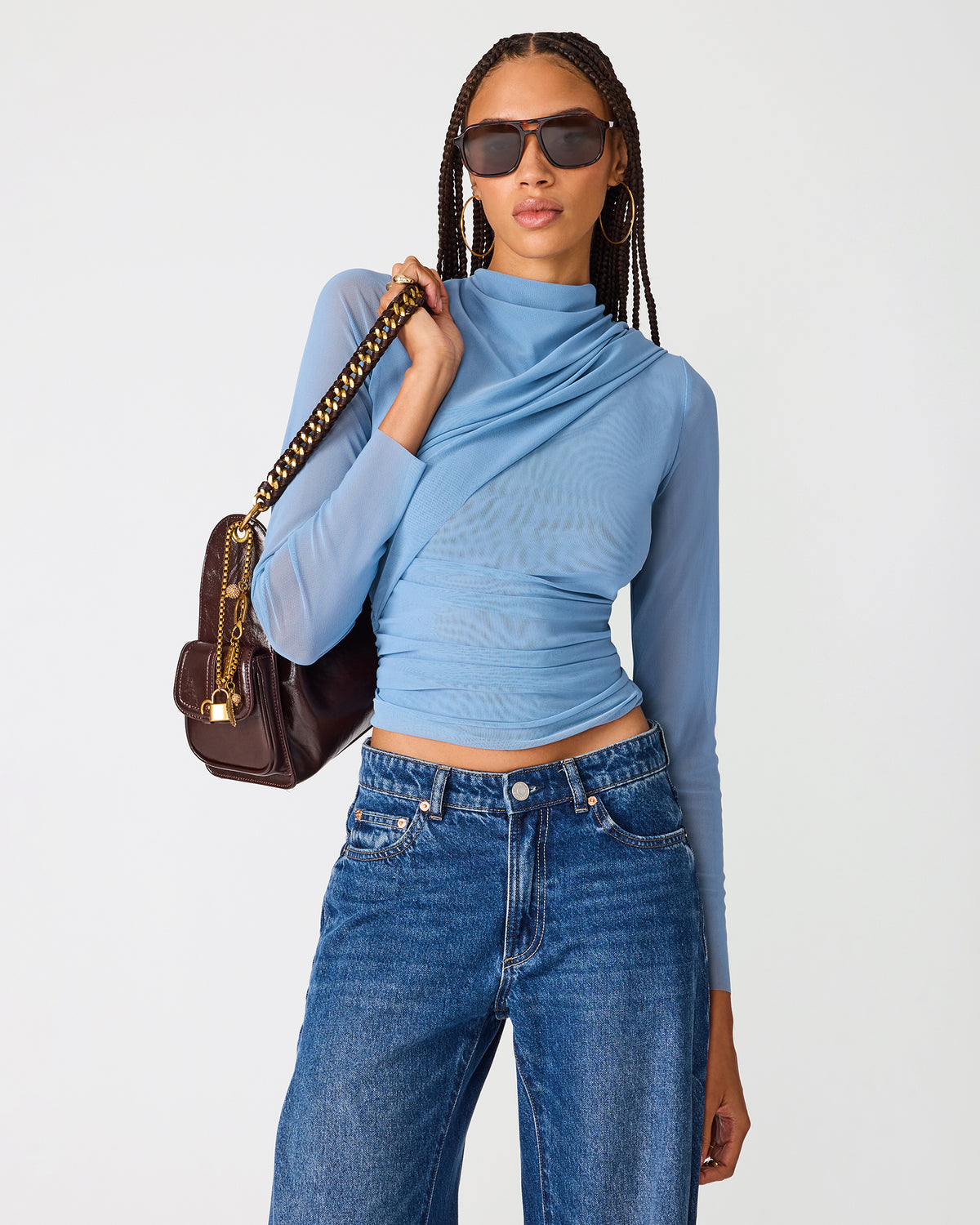 CATRINA KNIT TOP BLUE - Clothing - Steve Madden Canada - view 2