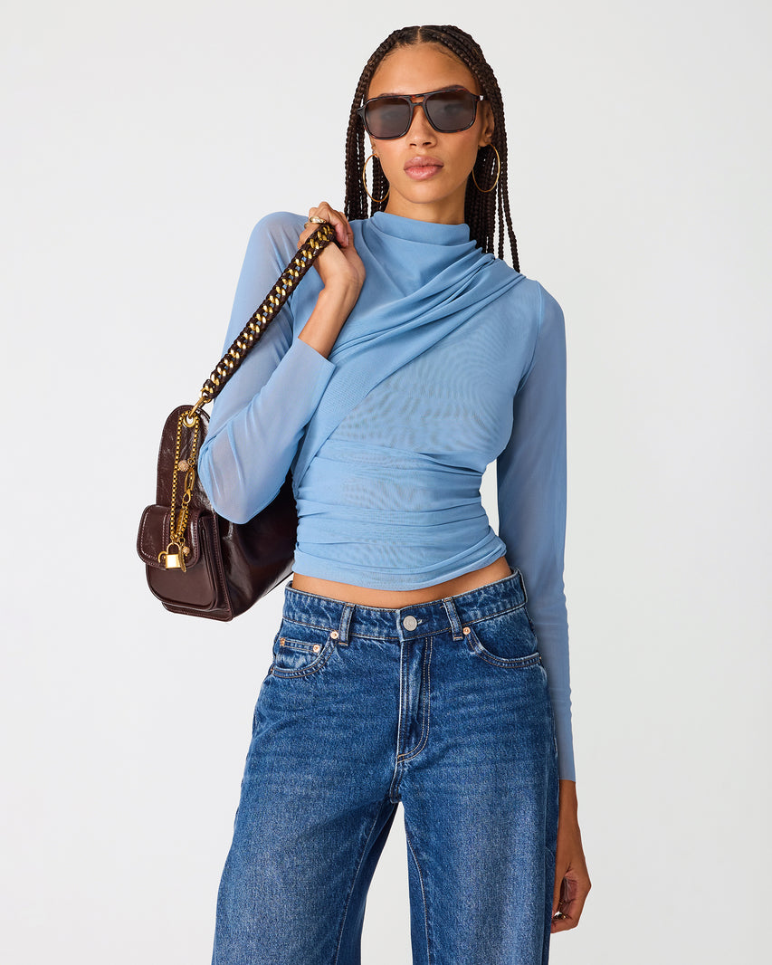 CATRINA KNIT TOP BLUE - Clothing - Steve Madden Canada - view 2