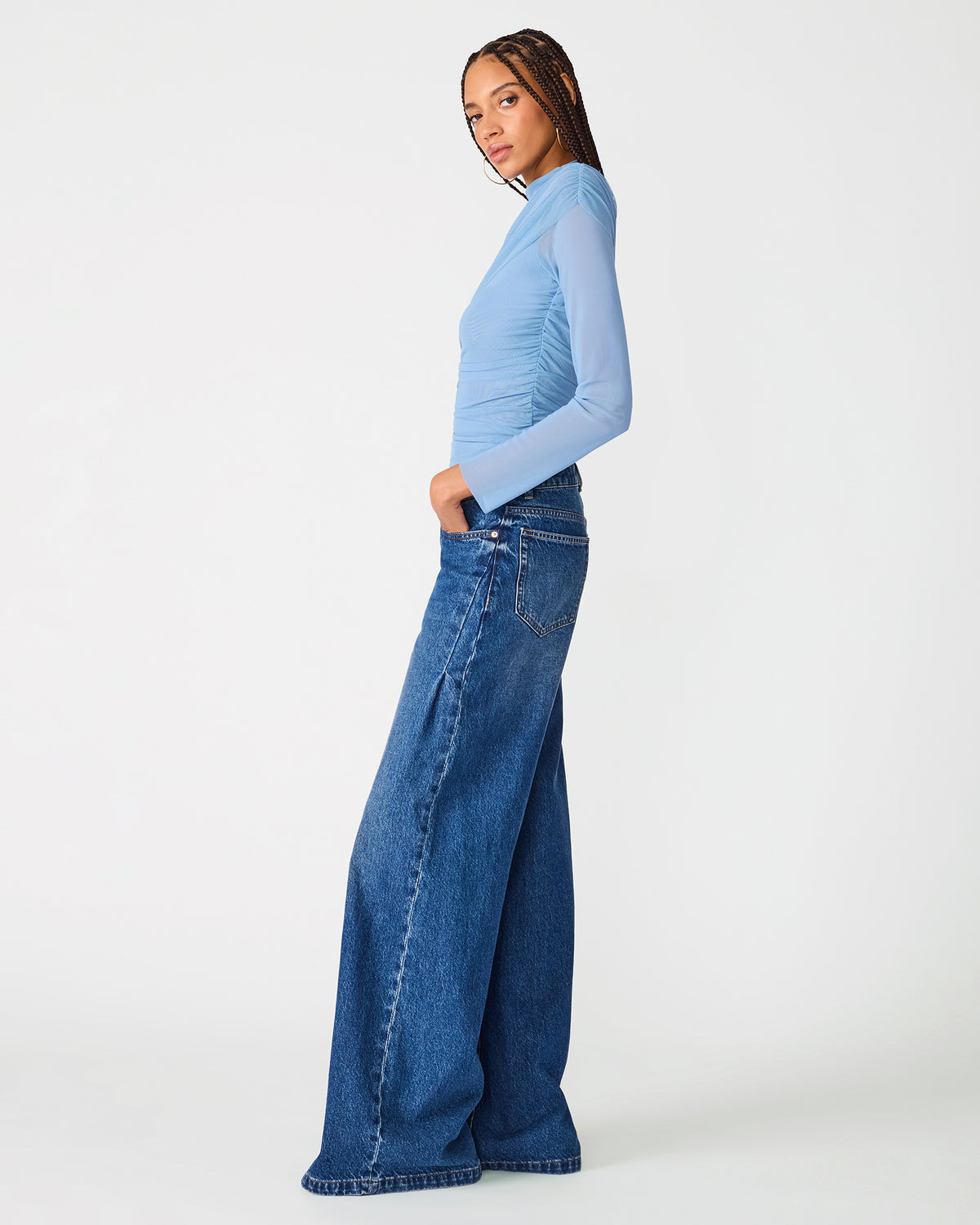 CATRINA KNIT TOP BLUE - Clothing - Steve Madden Canada - view 3