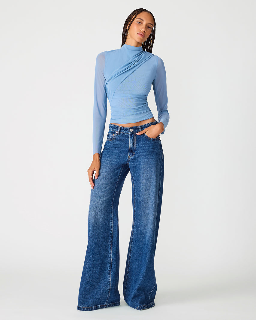 CATRINA KNIT TOP BLUE - Clothing - Steve Madden Canada