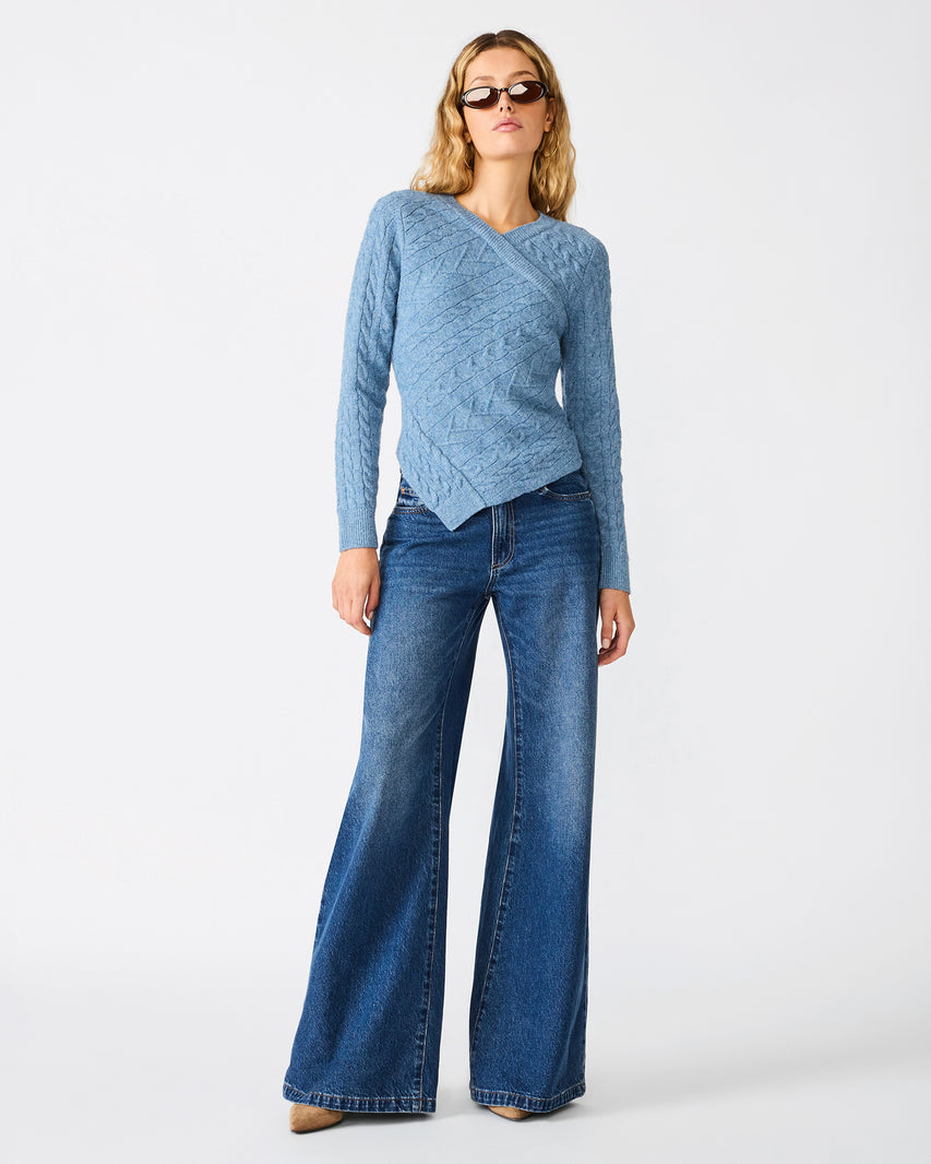 COLBIE SWEATER BLUE - Clothing - Steve Madden Canada