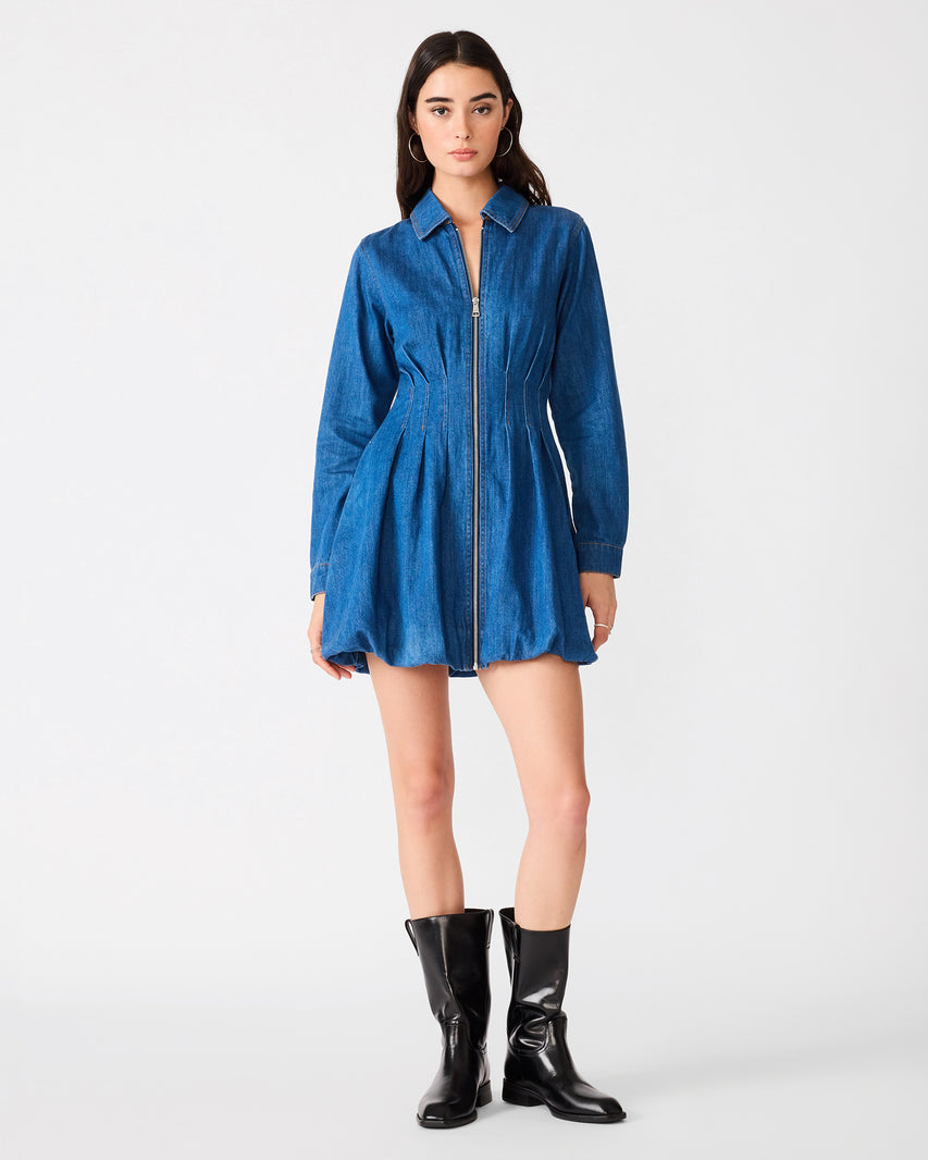 EMIE DRESS DENIM - Clothing - Steve Madden Canada