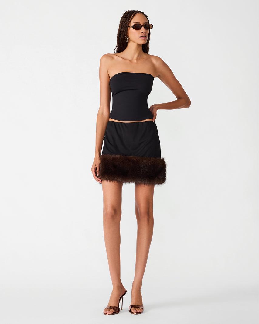 LILLIENNE SKIRT DARK BROWN - Clothing - Steve Madden Canada