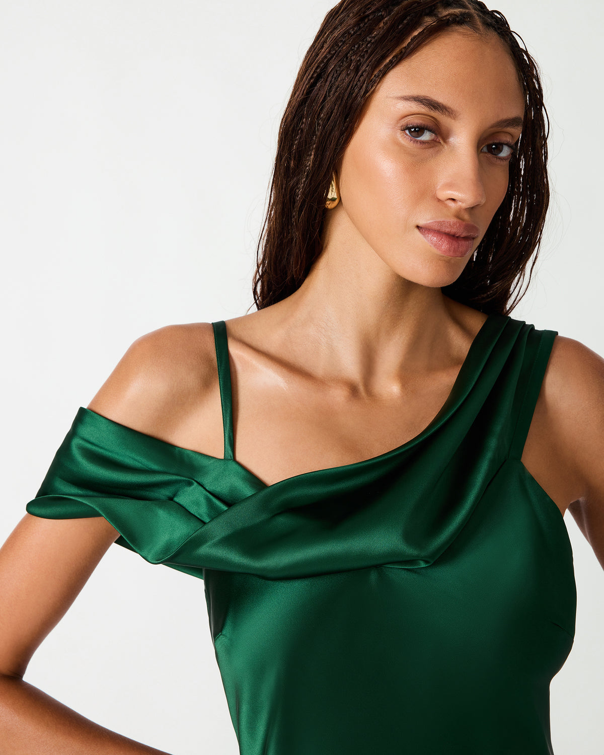 ANALEIA DRESS GREEN SATIN - view 2