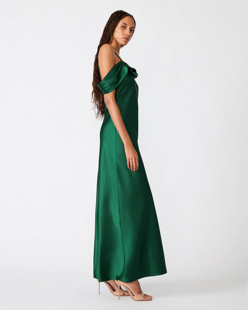 ANALEIA DRESS GREEN SATIN - view 3