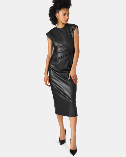 CHIARA Black Faux-Leather Midi Dress | Women's Designer Dresses Steve Madden Canada CHIARA Black Faux-Leather Midi Dress | Women's Designer Dresses Steve Madden Canada
