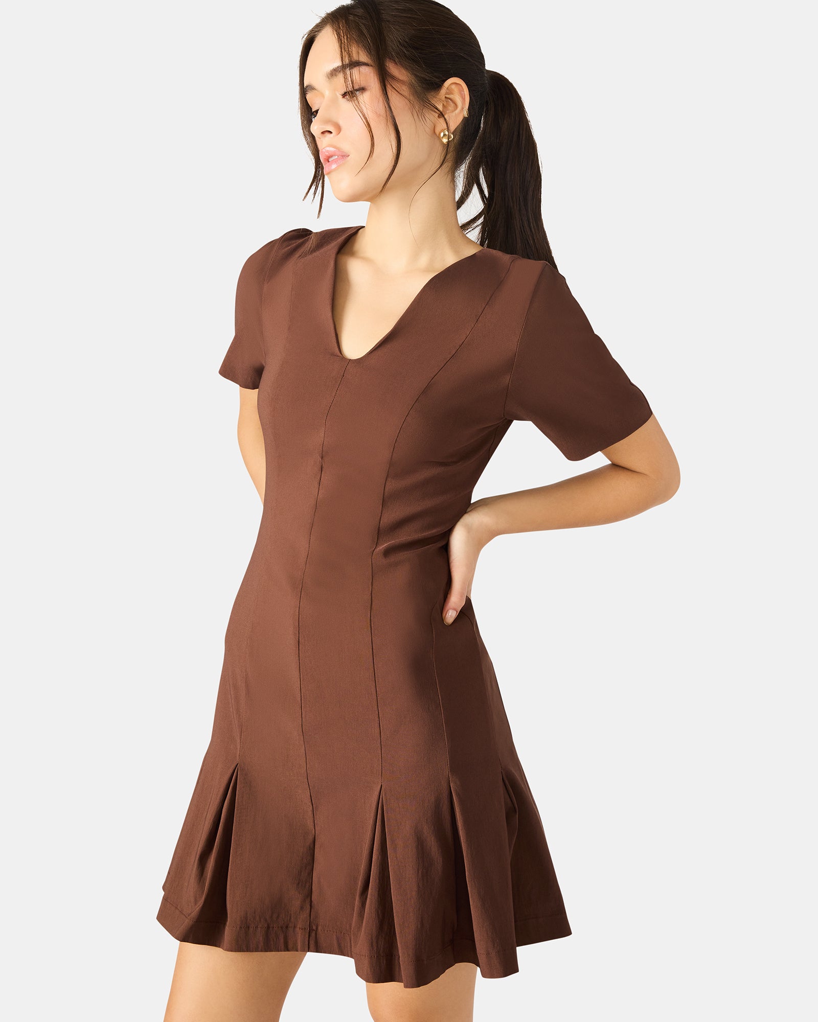 MARIE DRESS MOCHA - Clothing - Steve Madden Canada - view 3