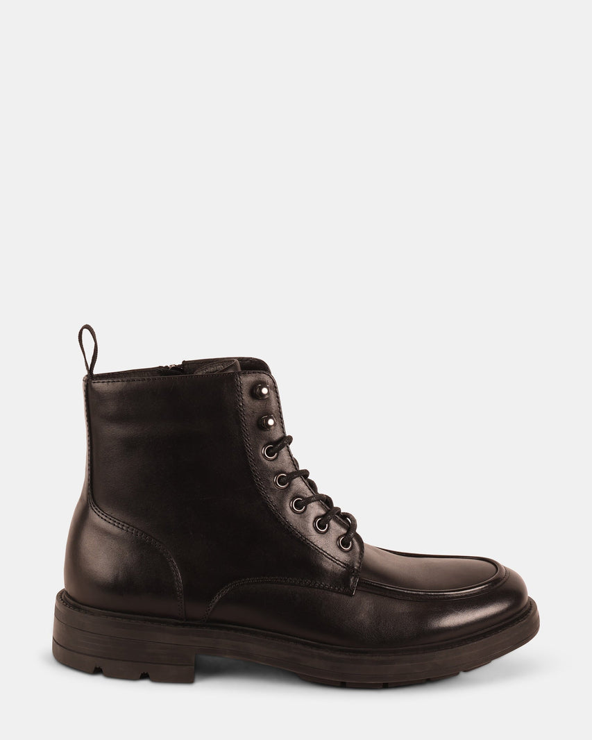 LAUGHTON BLACK LEATHER - Men's Shoes - Steve Madden Canada