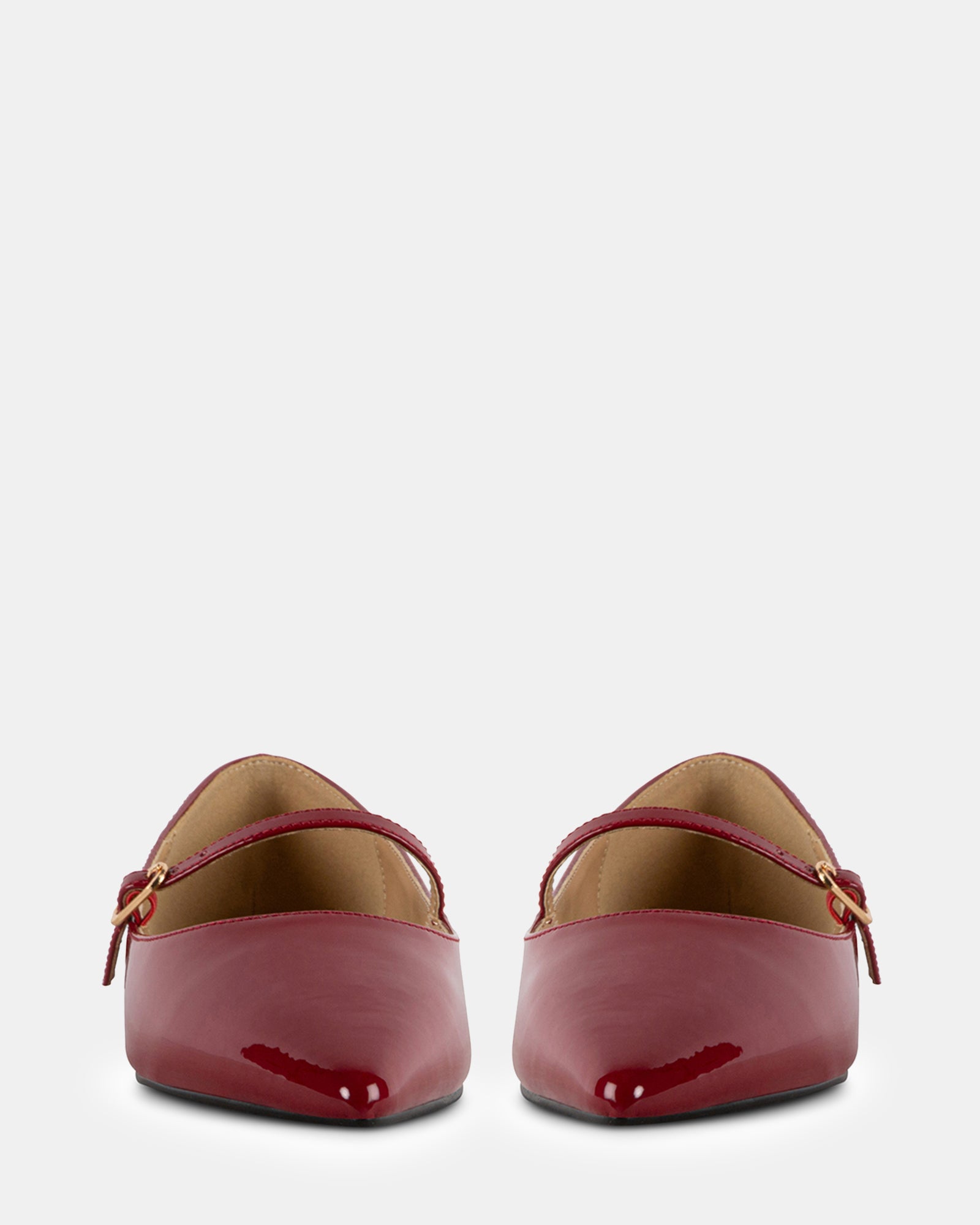 Pink Steve Madden Amie DIVE Red Patent Strappy Pointed-Toe Flats