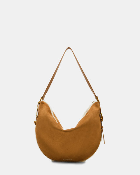 BCOZIE Tan Faux-Fur Shoulder Tote Bag | Women's Designer Handbags