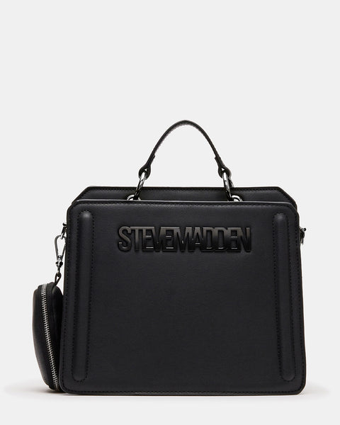 Sac à Main Steve Madden Bullee En Simili Cuir Noir - Style Satchel, Dimensions 12,5 X 7 Pouces, Bandoulière 11 Pouces