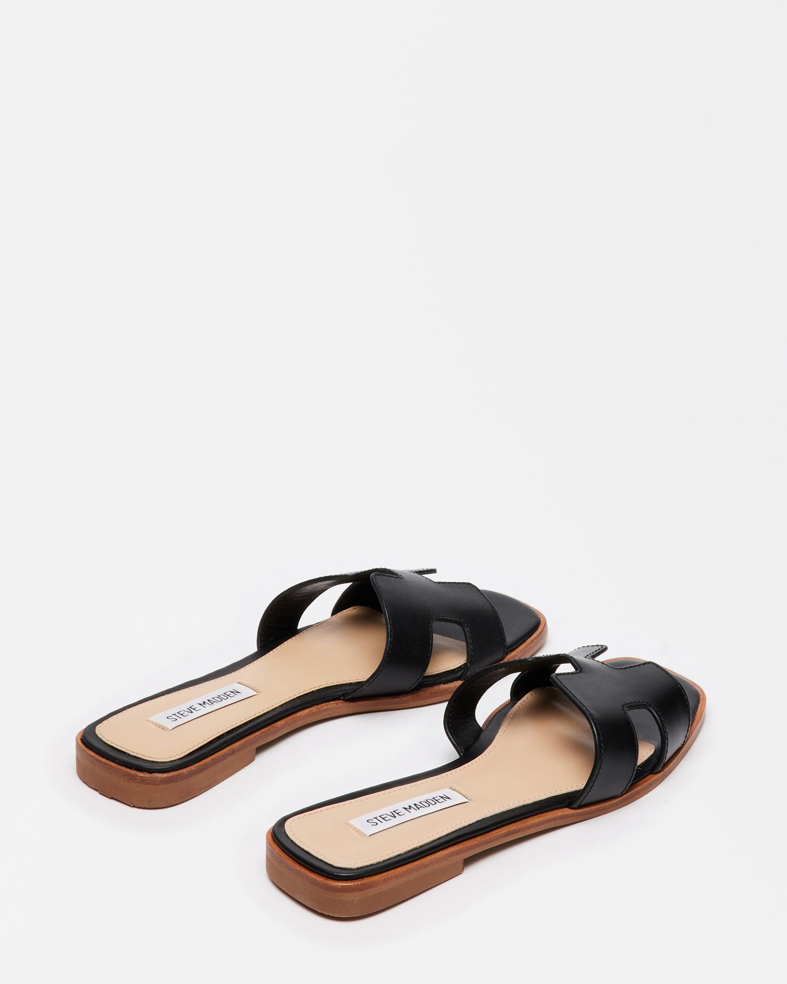Hadyn's HADYN Black Leather Women's Slide Sandals | Women's Designer Sandals ...