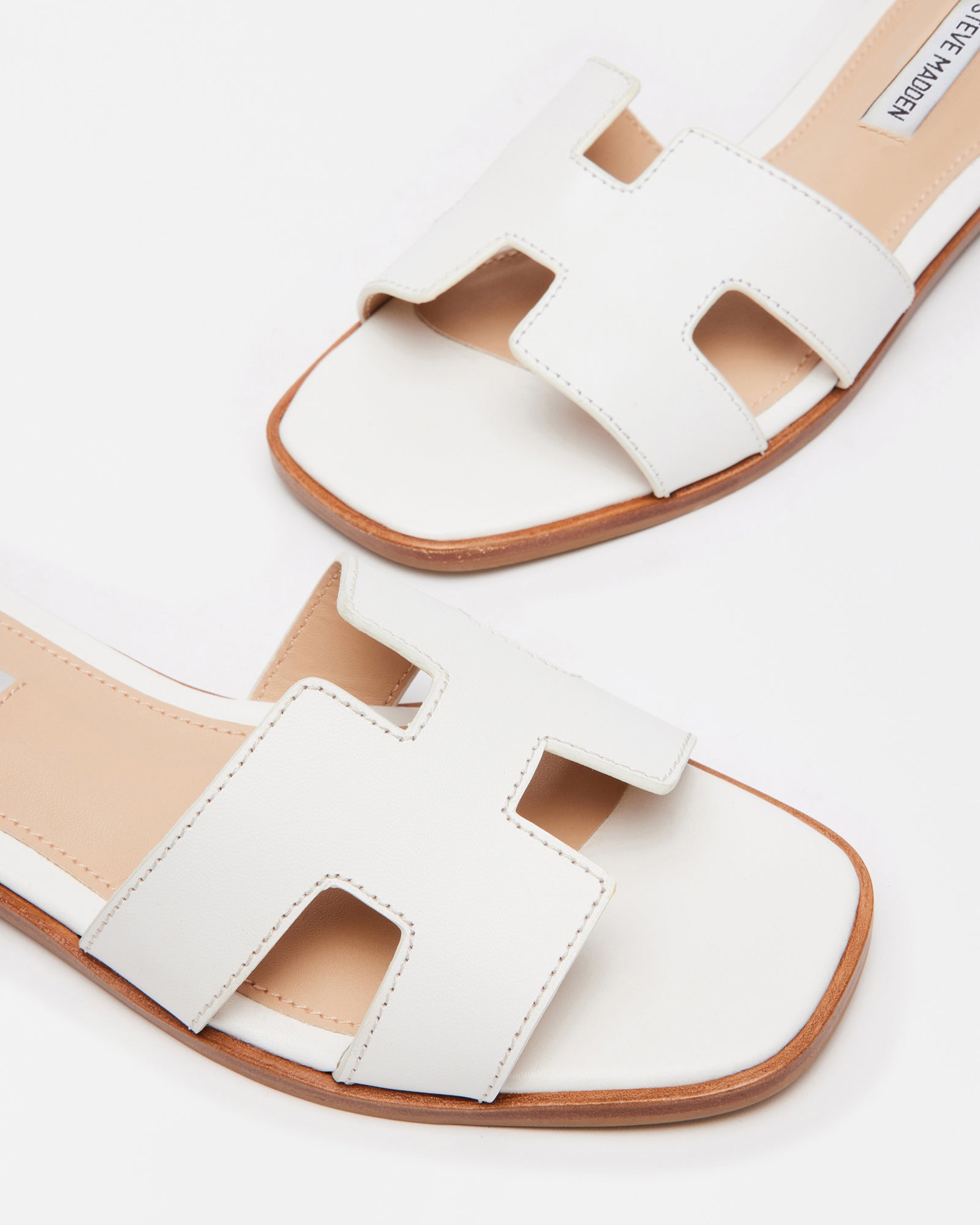 HADYN White Leather Women's Slide Sandals Women's Designer