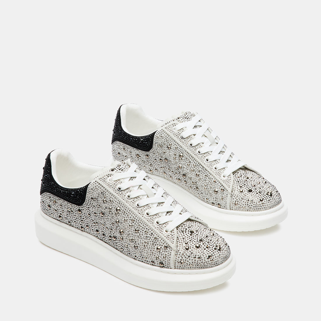 ICEBOX Silver Rhinestones Low-Top Lace-Up Sneakers | Men's Designer ...