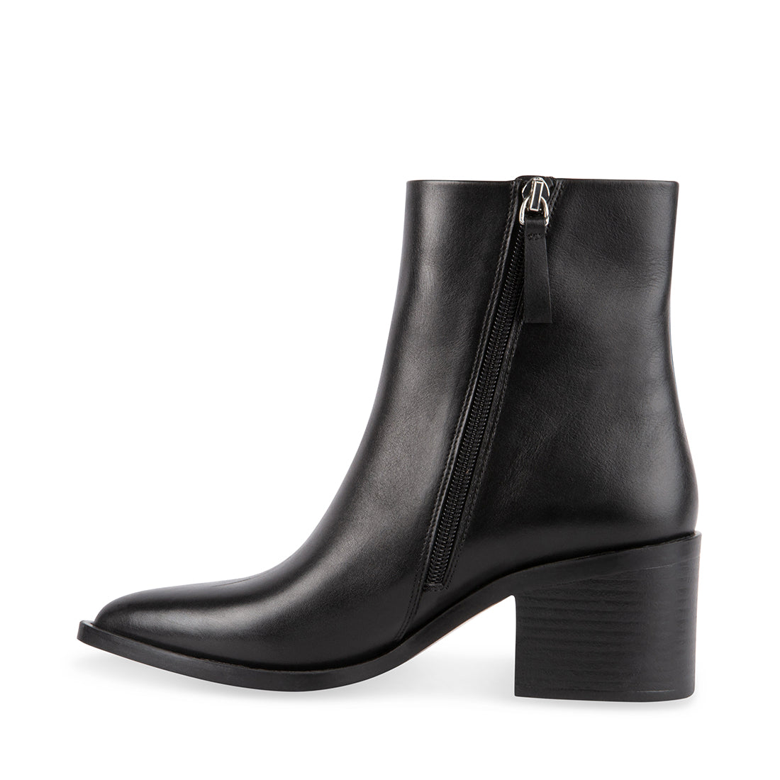 ALIA Black Leather Ankle Booties | Women's Designer Boots – Steve ...