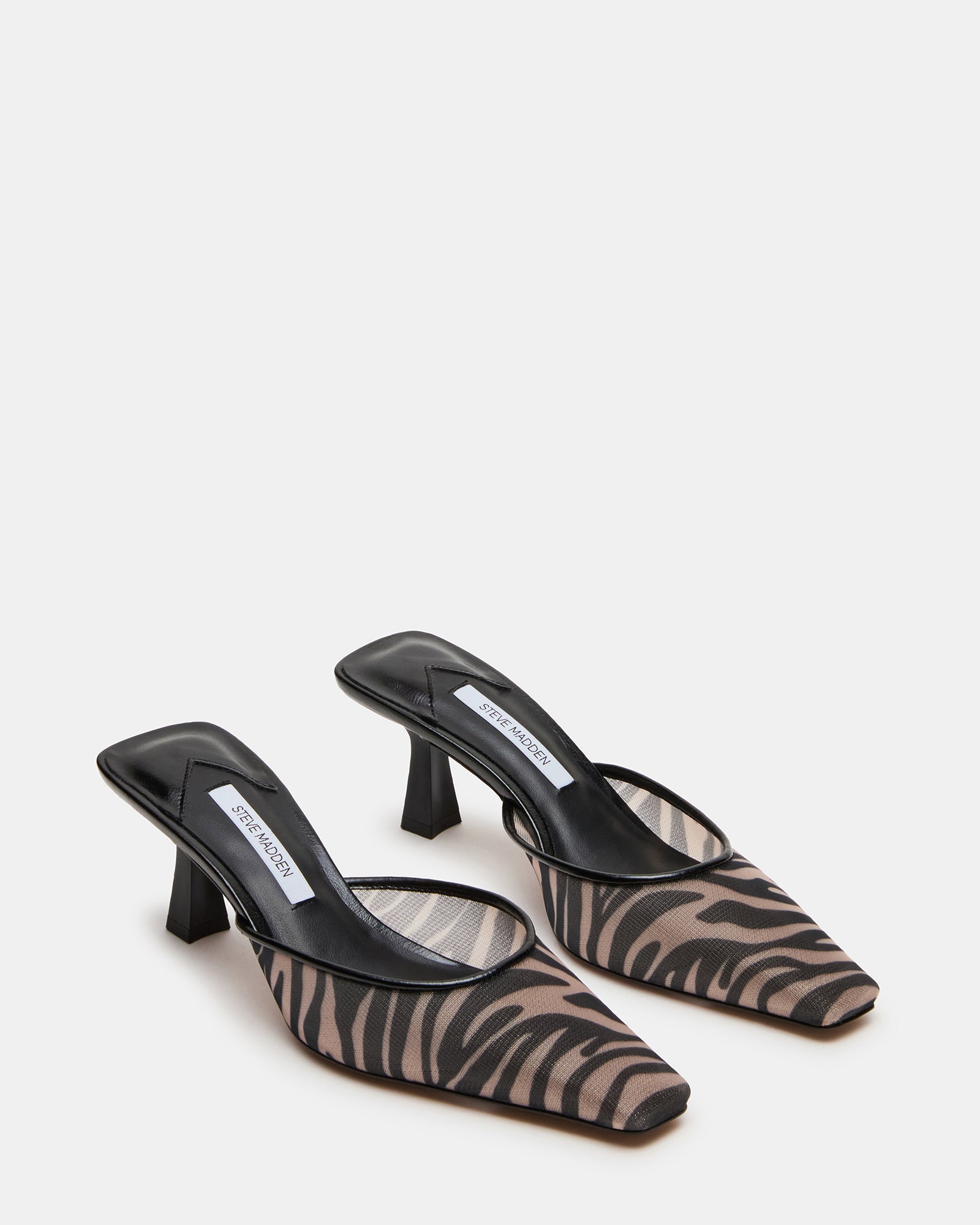 ALYSE-M Zebra Pointed-Toe Mesh Mule Heels | Women's Designer Heels