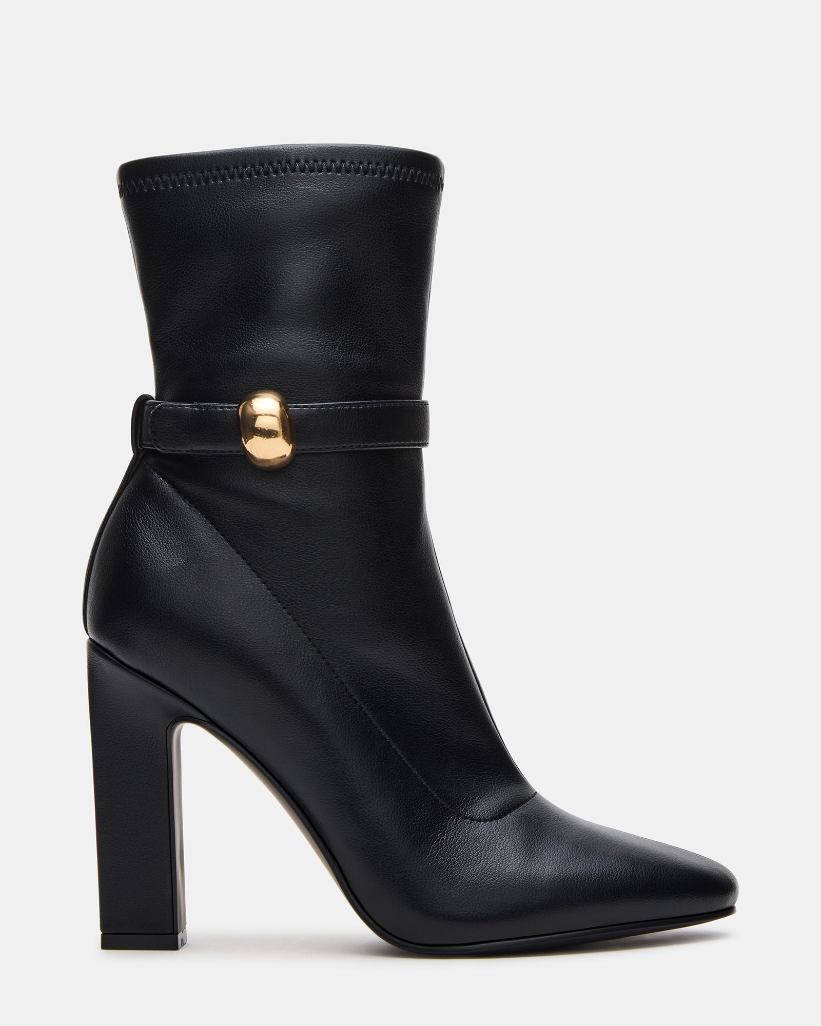 Bottines zippées noires à talon carré AROMA-B | Bottines de créateur
