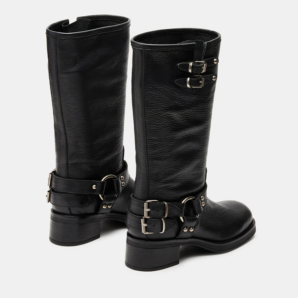 ASTOR Black Leather Knee High Boots | Women's Designer Boots – Steve ...