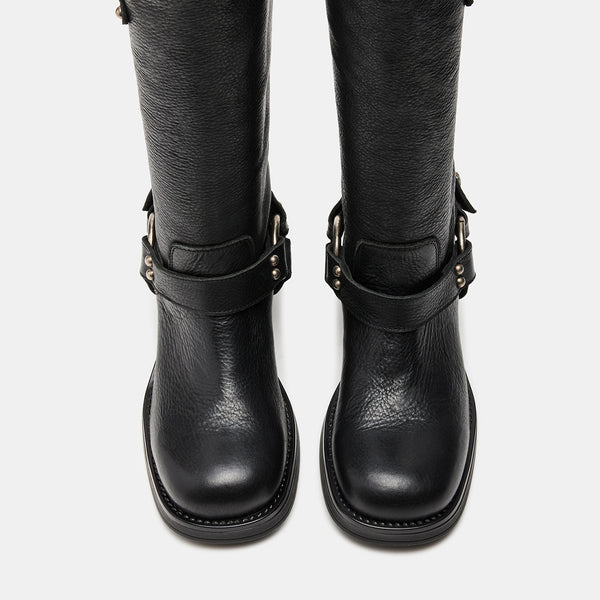 ASTOR Black Leather Knee High Boots | Women's Designer Boots â Steve Madden Canada