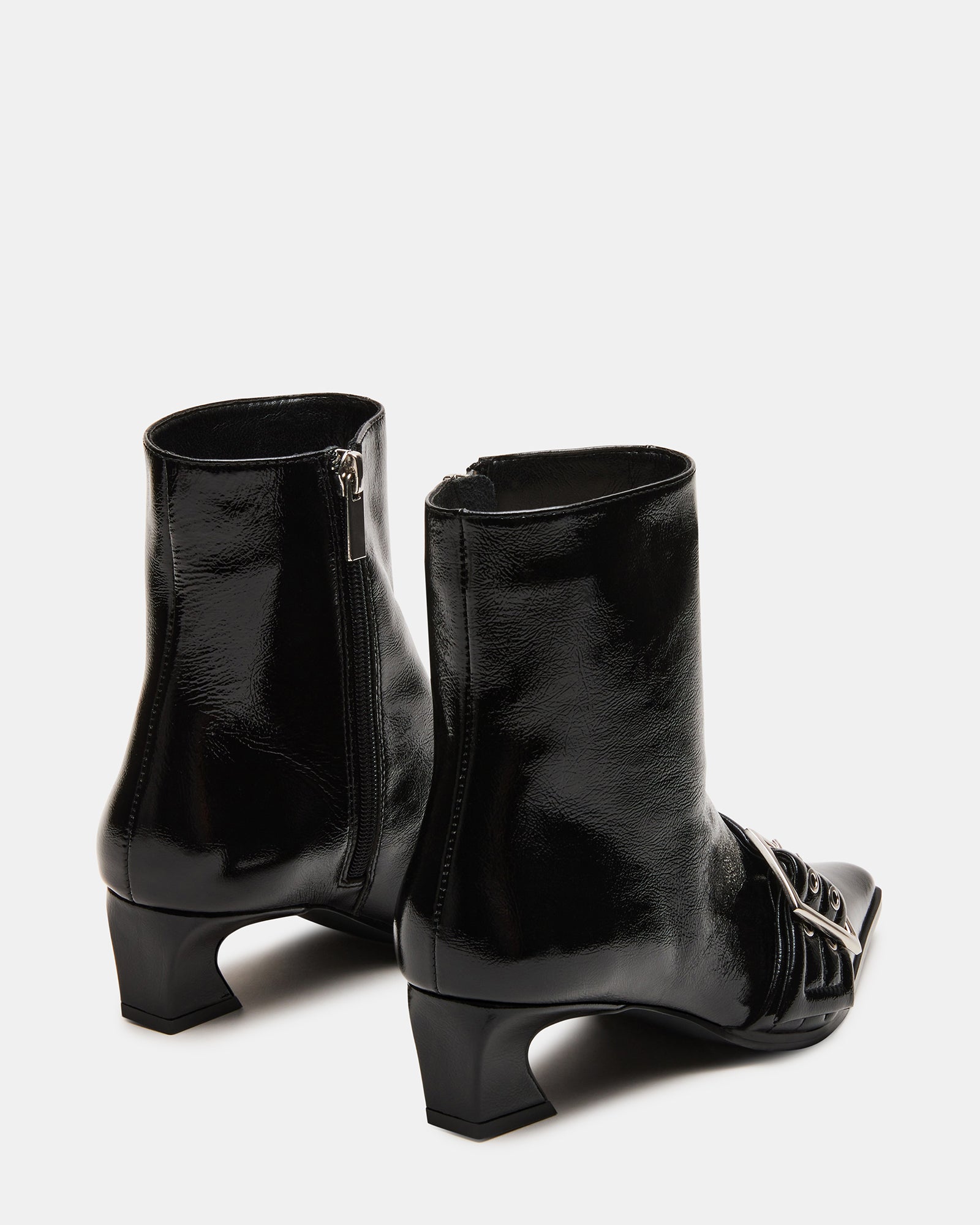 AXTON Black Patent Pointy Toe Ankle Booties | Women's Designer