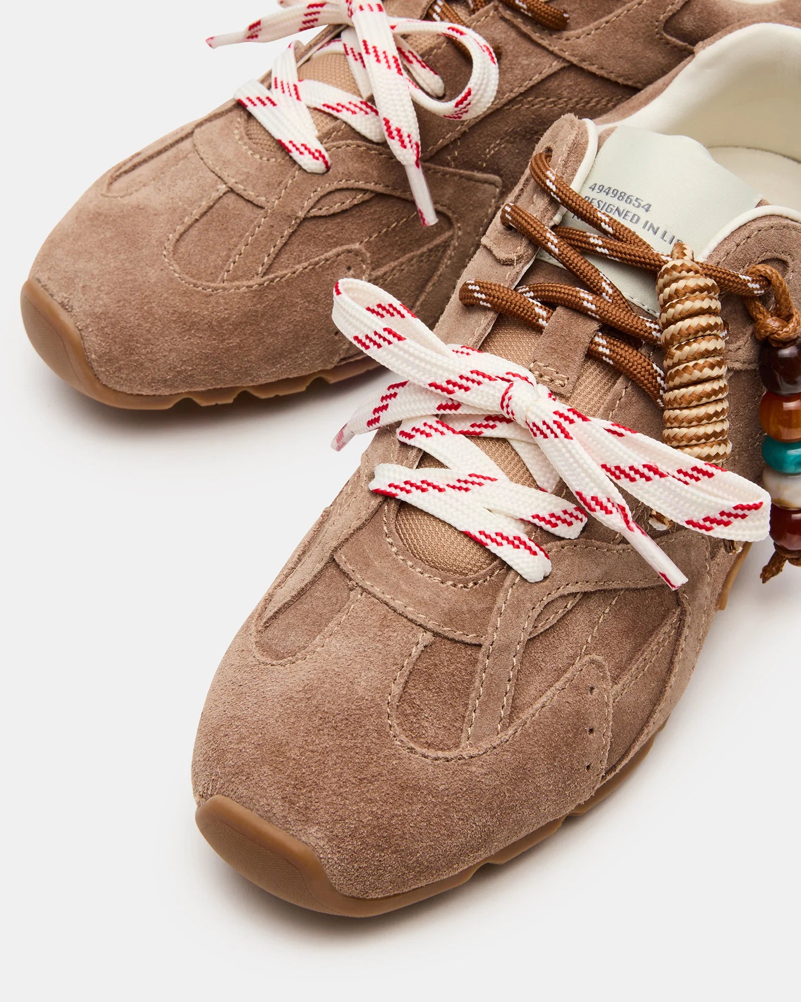 AZIEL-C Taupe Suede Low-Top Charm Lace-Up Sneakers | Women's