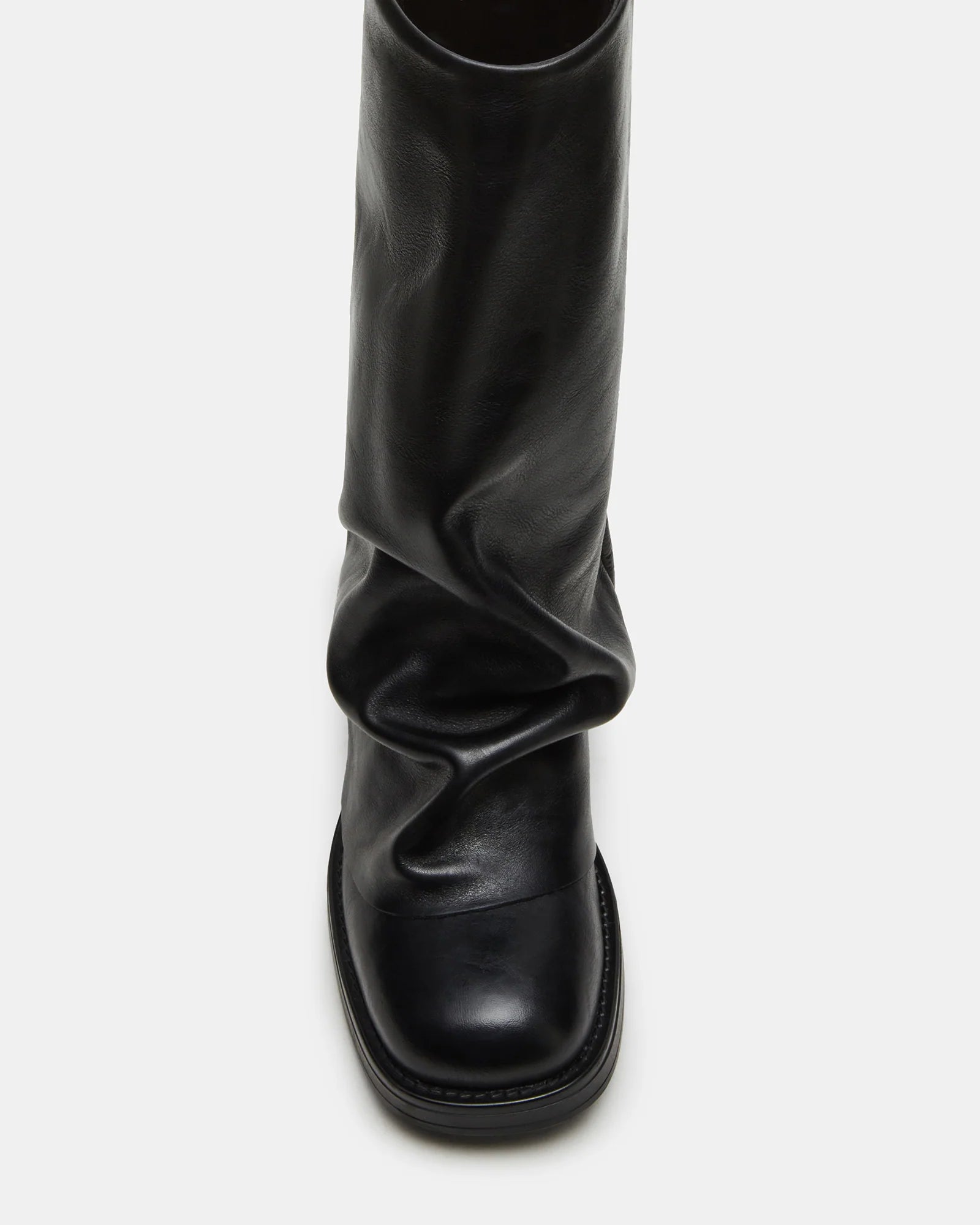 BENTON Black Leather Fold-over Boot | Women's Designer Boots BENTON Black Leather Fold-over Boot | Women's Designer Boots