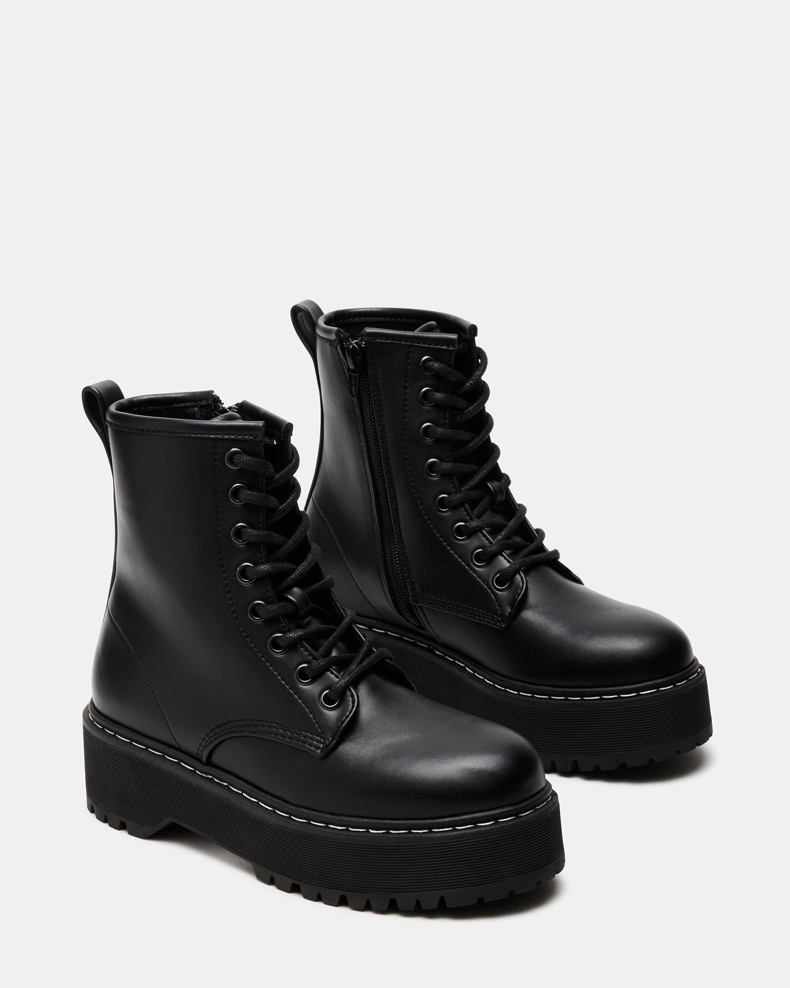BETTYY Black Platform Combat Boots Women's Designer Booties