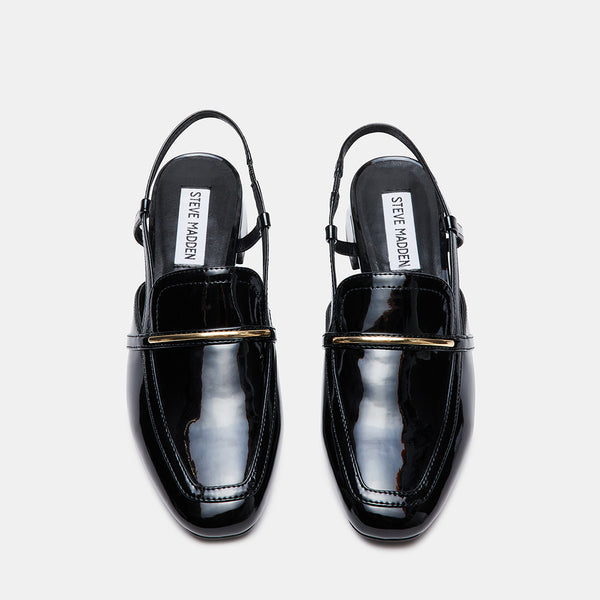 CALIBRI Black Patent Slingback Loafers | Women's Designer Flats – Steve ...